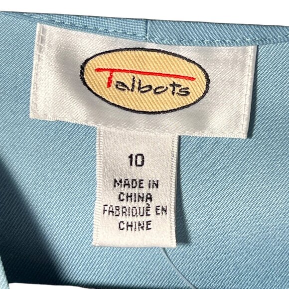 NWOT Talbots Womens 10 Blue Silk Wool Blend Blouse Button Up V Neckline Elegant - Picture 3 of 12